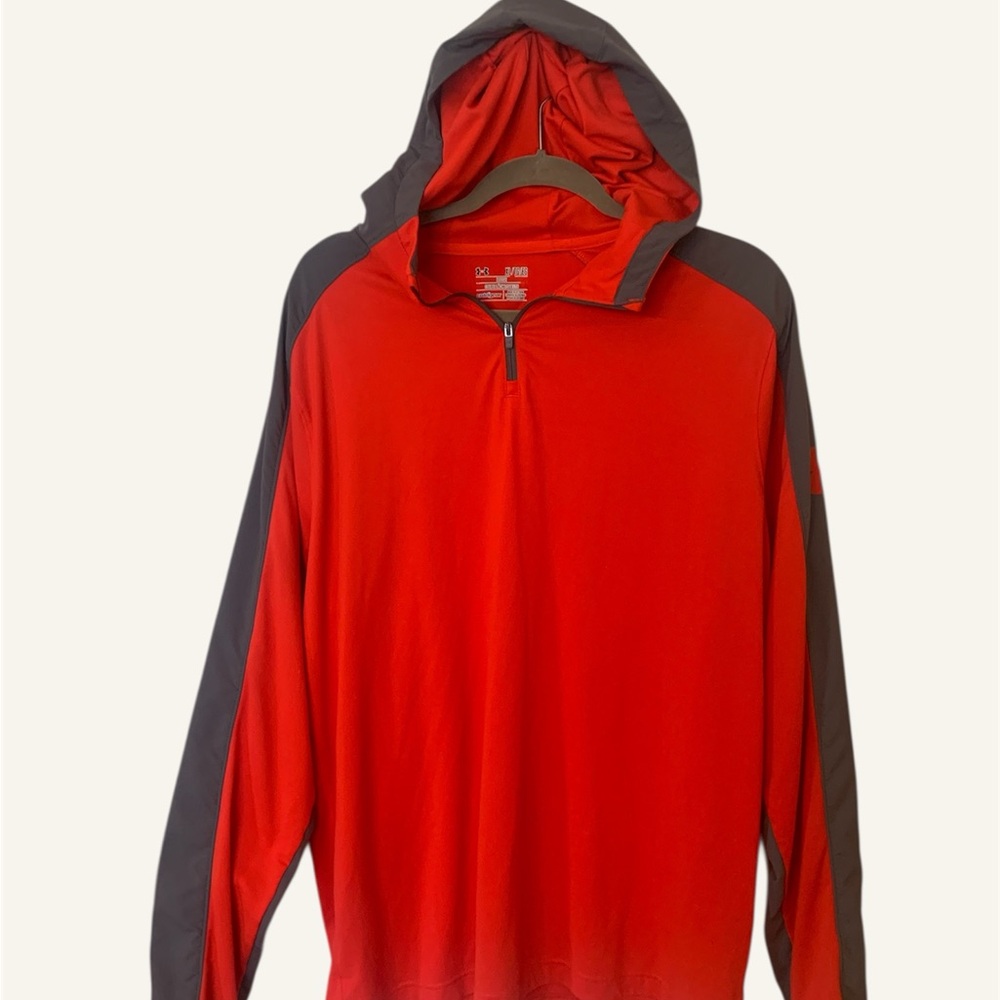 Under Armour Men's ColdGear Gray/Red Half-Zip Pullover Size XL